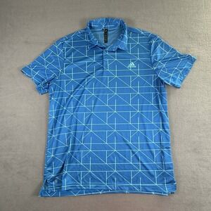 Adidas Men's Blue Geometric Short Sleeve Golf Polo Shirt Size XL
